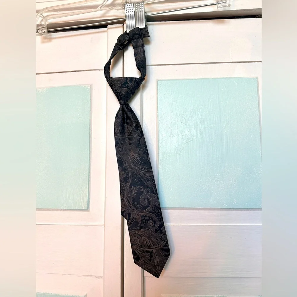 Charcoal Black Gray Grey Tie Wedding Tuxedo Pre Tied clip tapestry Kids Boys